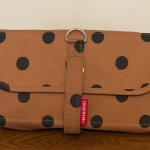 Reisenthel Hanging Rust w/ black Polka Dot Wrap Cosmetic Toiletry Travel Bag